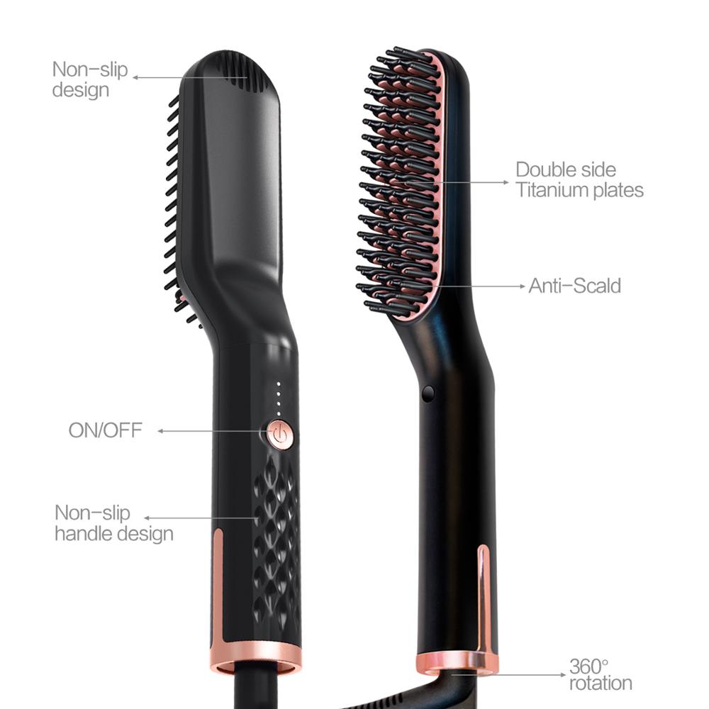 PTC Heating Hair Straightener Brush Comb Personal Care Smooth Men's Styling Shape Anti Static Fluffy Straight Beard Comb