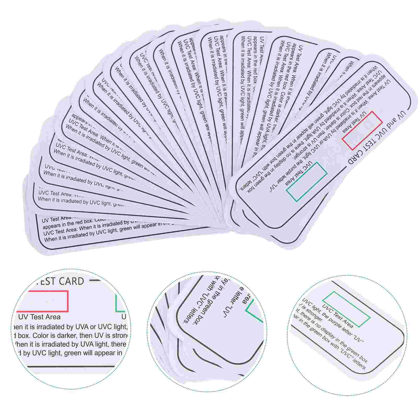 Cartes de Test de lumière UVA UVC, 20 pièces, cartes d'indicateur de longueur d'onde lumineuse
