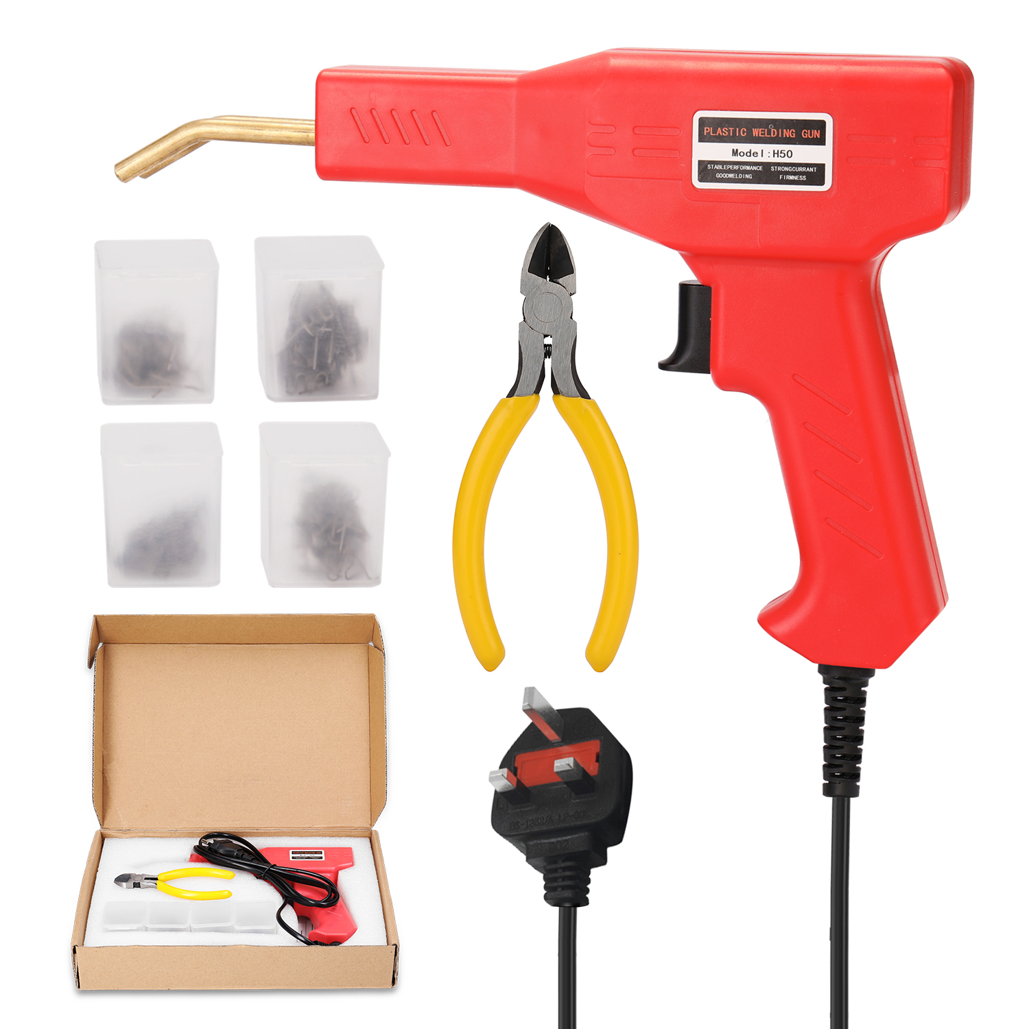 Plast sveisere loddebolt for plast garasje verktøy stiftemaskiner maskin stift pvc reparasjon maskin bil støtfangere reparasjon: Uk plug