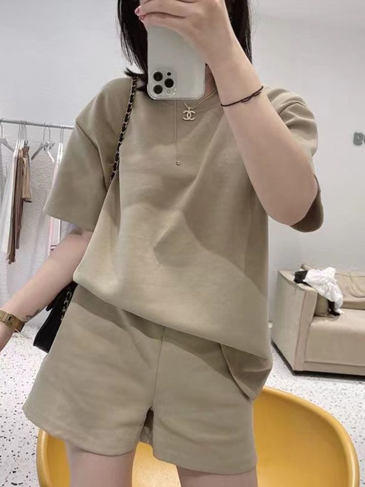 Puku Juzg Vrouwelijke Sport Pak Losse Korte Mouwen Gym T-shirts Running Shorts Tweedelige Joggingpakken Voor Vrouwen 2022 Zomer