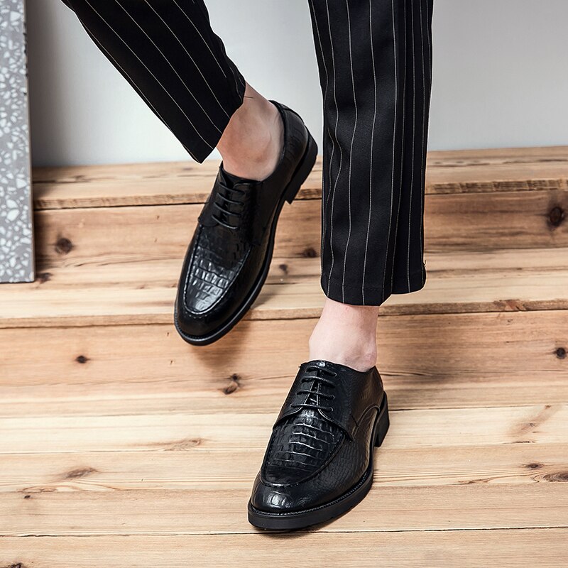 FIXSYS scarpe Oxford da uomo in pelle di alta qualità scarpe eleganti classiche scarpe formali da sposa con lacci scarpe da lavoro con motivo a coccodrillo