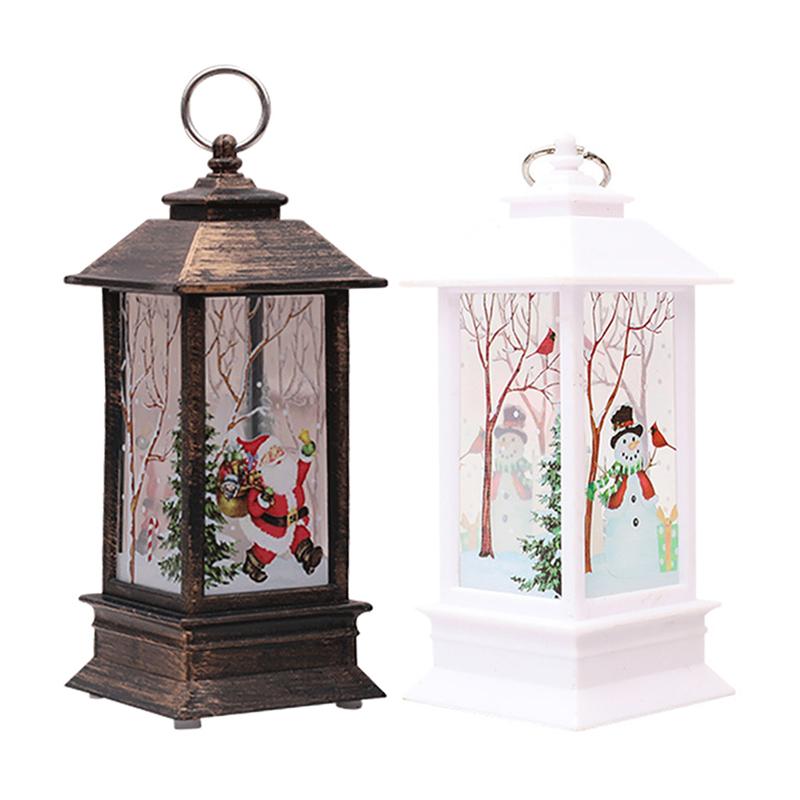 2Pcs Attractive Christmas LED Wind Lamp Night Lantern Desktop Adornment Wind Lantern Xmas Party Home Desktop: Assorted Color 1