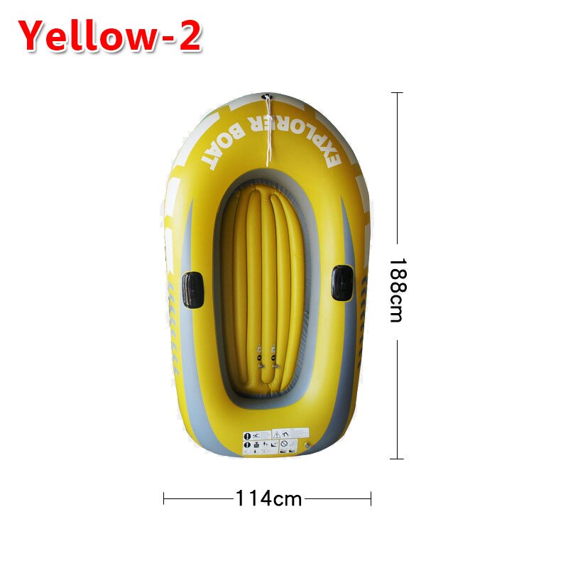 1/2 person pvc oppblåsbar robåt kajakk tykkere kano roluftbåt for drifting dykking fiske strand svømmebasseng drift o: Gul 2