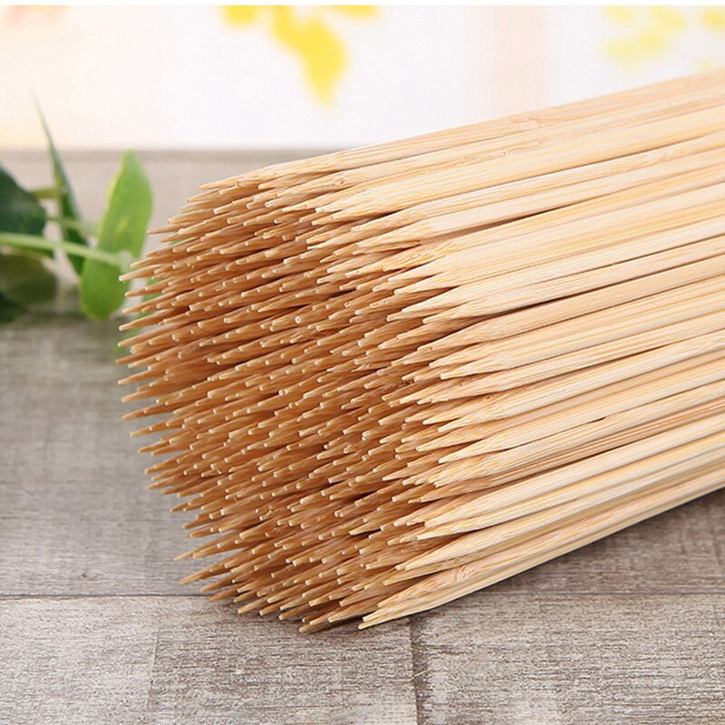 100 stk bambus grillspyd engangs tre bbq pinner grillmatter gaffel matte pinne utendørs camping fest rekvisita