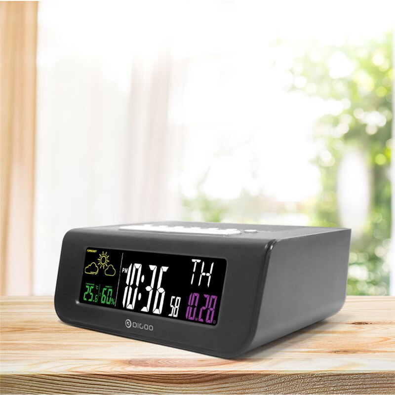 Digoo DG FR100 Smart Set Draadloze Digitale Wekker Weerstation Sensor Klok met FM Radio Klok