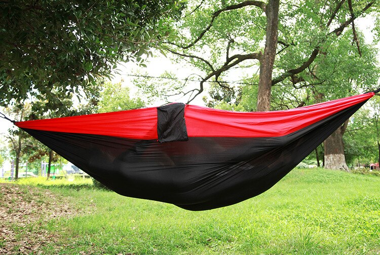 300*200 Sleeping Hammock 2-3 People Hamak Garden Swing Hanging Chair Bed Outdoor Hamacas Camping Goods + loop tree belt: C