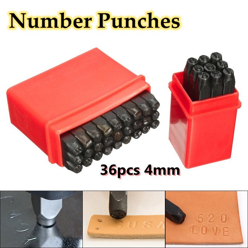 36 Stks/set 4 Mm Postzegels Letters Nummers Punch Set Hout Lederen Staal Punch Tool Lederen Craft Stempel