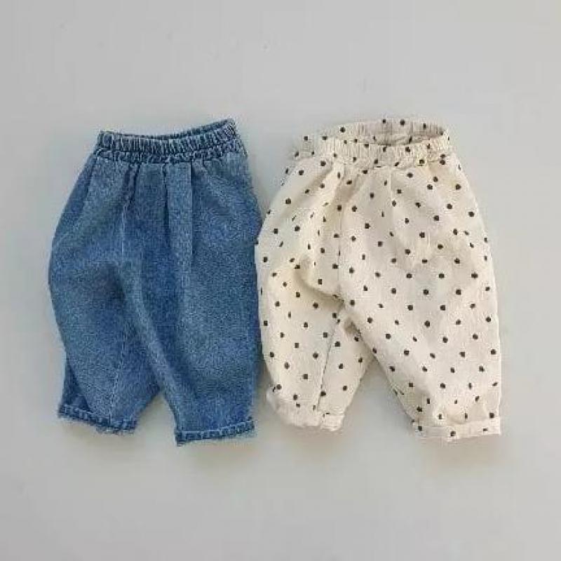 2022 Lente Baby Losse Denim Broek Baby Meisjes Dot Print Broek Leuke Peuter Jongens Jean Broek Baby Kleding