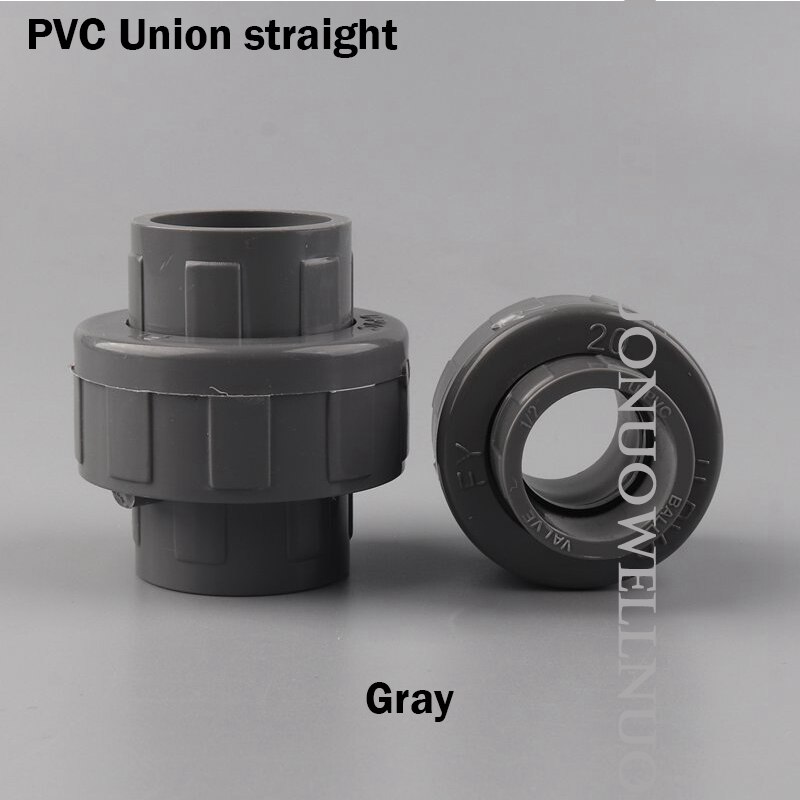 2 stk pvc rørforbindelse 20 25 32 40mm unionsforbindelser akvarietank vandrør lige fittings kunstvanding have vandtilslutning: 32mm / Grå