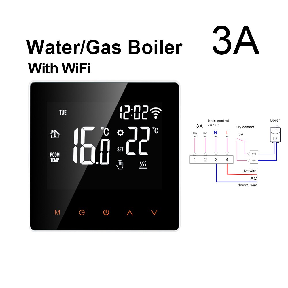 Avatto tuya wifi smart termostat temperaturkontroll för elektrisk golvvärme, vatten/gas panna röstarbete för google home: Wifi 3a panna