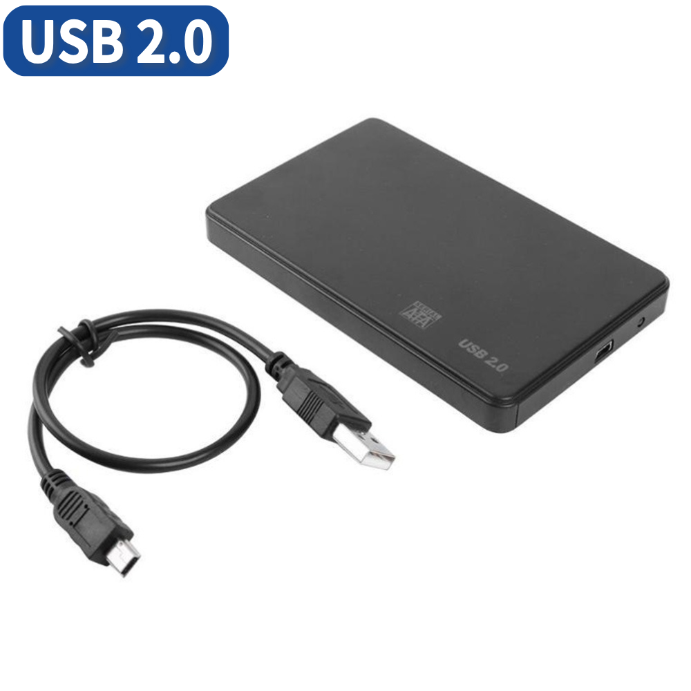 2.5" SATA USB 2.0/3.0 SSD HDD Enclosure Case Plastic Mobile Hard Drive Cases External Storage Enclosure Box With Cable for PC: WHITE
