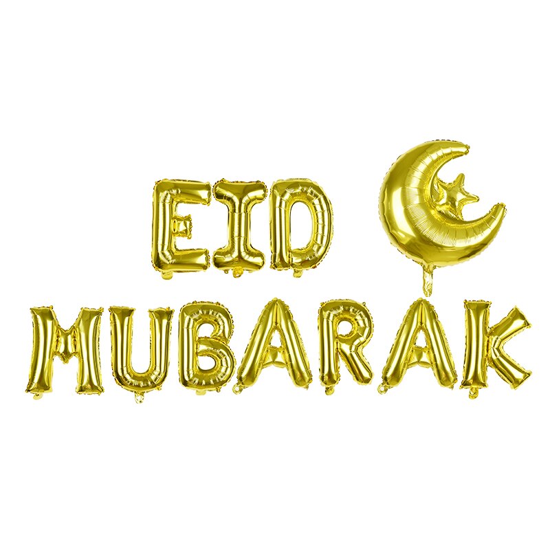 16inch Eid Mubarak Letter Foil Balloon Gold Silver Ramadan Mubarak Helium Balloon Muslim Festival Party Decoration Supplies: B04