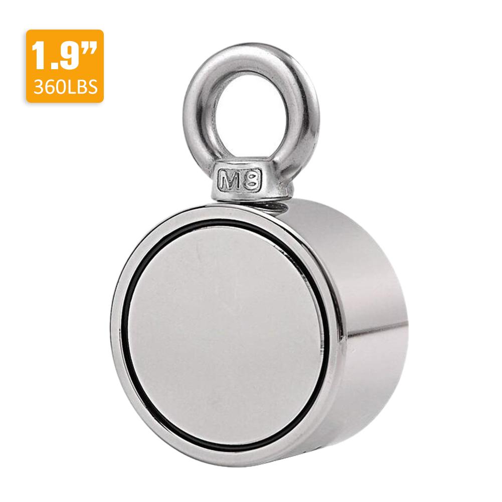 Neodímio Ímãs De Pesca (Double-Sided Magnética) rodada Ímã De Neodímio Com Olhal-Ímã Para O Rio/Lago de Pesca 4 Tamanhos