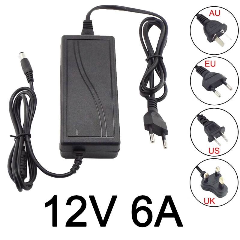 12V 6A 6000ma Power Supply AC DC Adapter Converter charger 100-240VLed Transformer Charging 12volt for LED Light CCTV camera