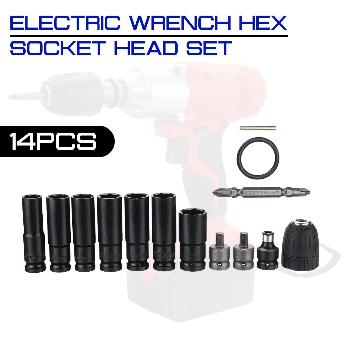 Electric Wrench Hex Socket Head Kits Screwdriver Set for Impact Wrench Drill Electric Tools