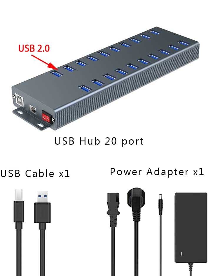 USB3.0 HUB With 12V Power Adapter EU UK US AU Splitter 2.4A Fast Charging And 10Ports USB HUB Simultaneously Read Write At 5Gbps: 20ports HUB
