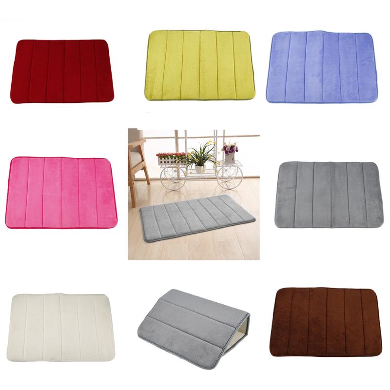 1pc 40x60cm Memory Foam Mat Non-slip Home Hallway Coral Fleece Bath Rug Winter Warm Bathroom Kitchen Toilet Floor Decor Carpet