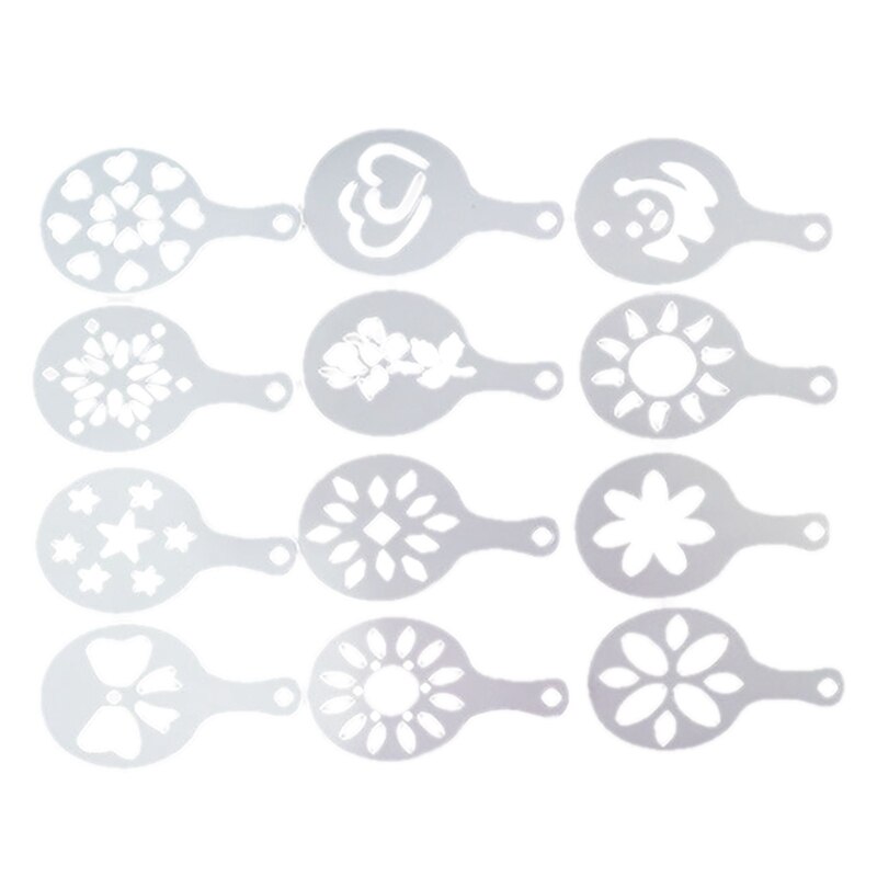 7 Pochoirs Acier Inox Café Latte Art - Motifs Cappuccino, Gâteaux, Décoration Boissons & Pâtisseries