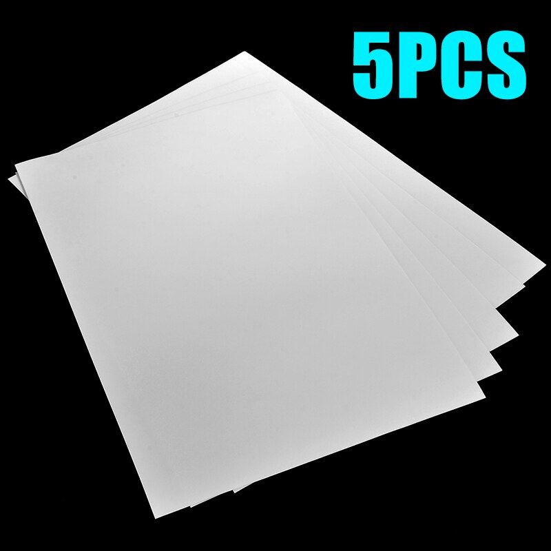 Papel de calcomanía de tobogán de agua de tamaño A4, Blanco claro, uso conveniente, papel de transferencia de deslizamiento de agua de inyección de tinta, herramienta de patrón de ropa DIY, 5 uds.: Clear