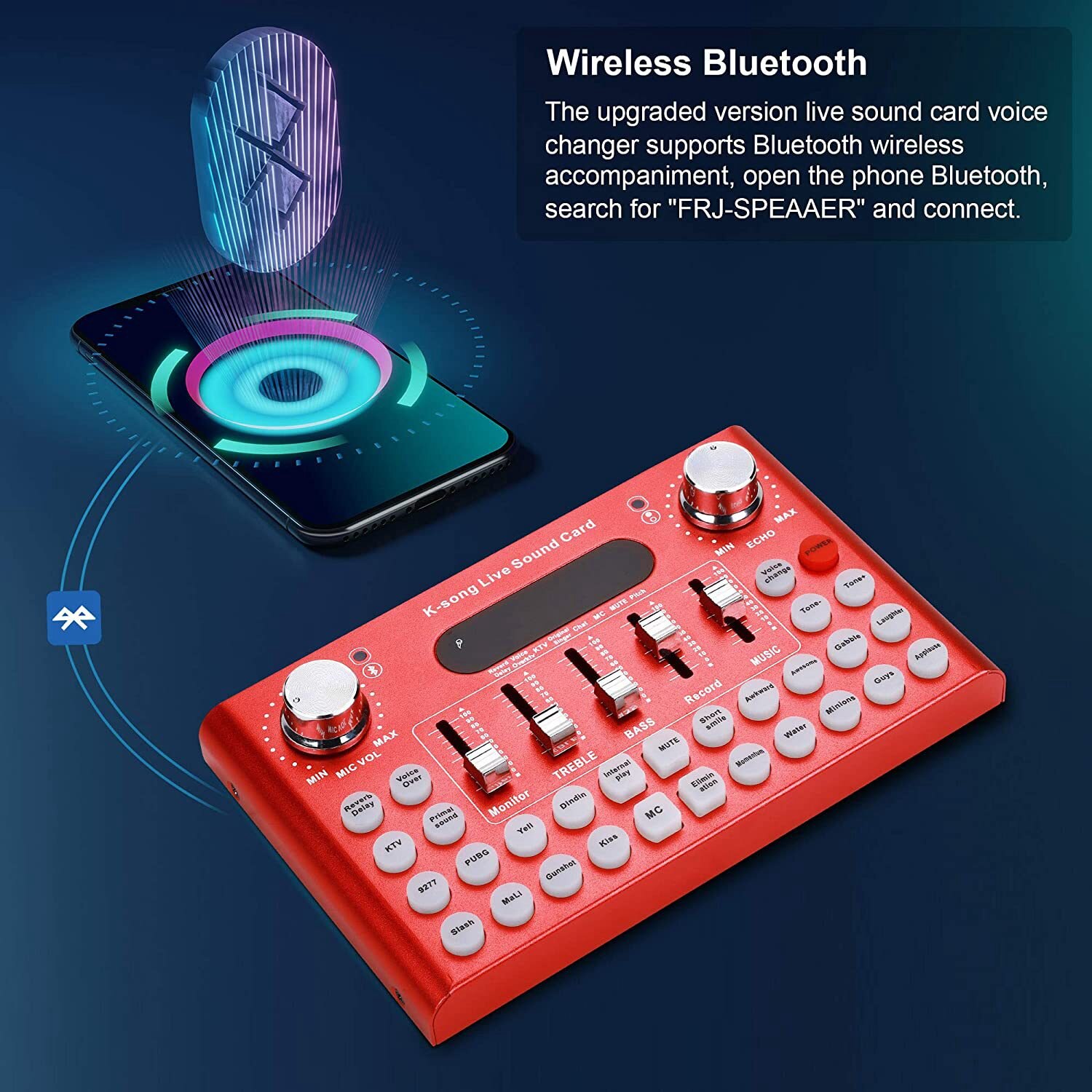 Bluetooth Audio Mixer With Effector And Voice Changer Used For Live Broadcasting Music Recording Podcasting
