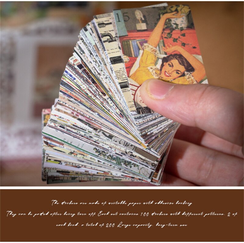 Mini Craft Vintage Scrapbooking Material Paper Book Kawaii Art Junk Journal Planner Background Paper Clipbook Craft Paper 200pcs