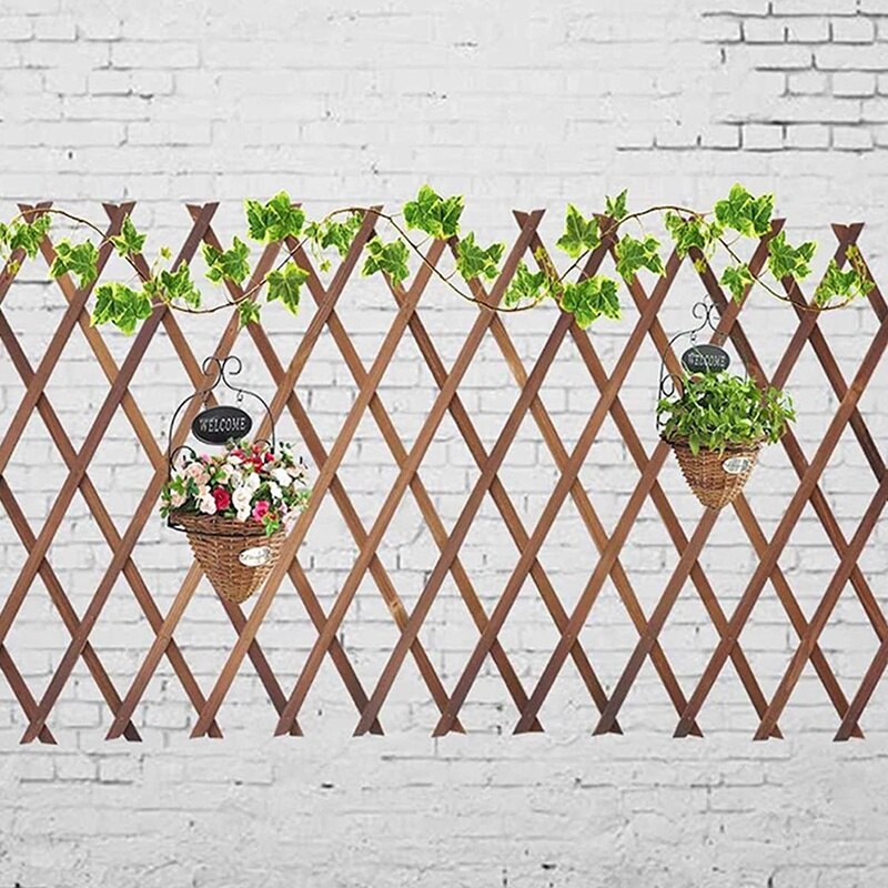 Expanding Wooden Garden Wood Pull Mesh Wall Fence Grille for Home Garden Sub Garden Decoration Climbing Frame