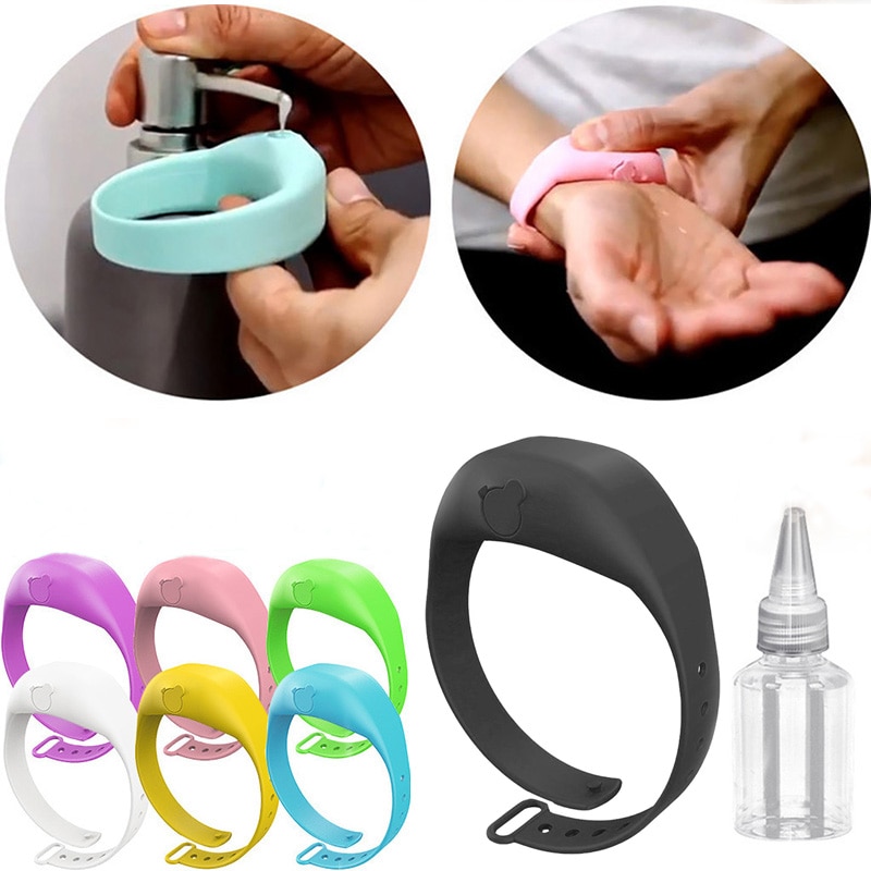 Silikon Armbinde Hand Spender Erwachsene freundlicher Flüssigkeit Abgabe Armbinde Desinfektion Tragbare Hand Sanitizer Halfter mit Flasche