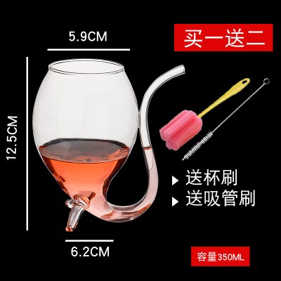 Rødvin glass kopp whisky glass varmebestandig glass sugende juice melk kopp te vin kopp med drikkerør sugerør: 1