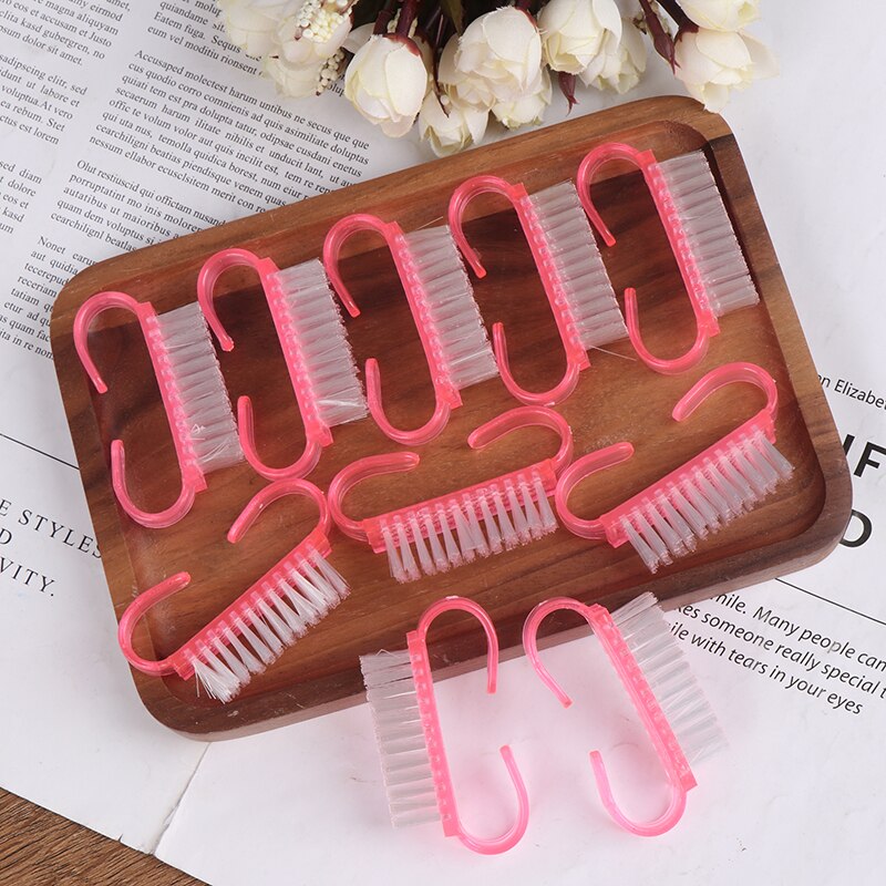 Cepillo de limpieza para uñas, herramientas de limado para manicura y pedicura, suave, elimina el polvo, cepillos de limpieza de plástico, 10 unids/lote