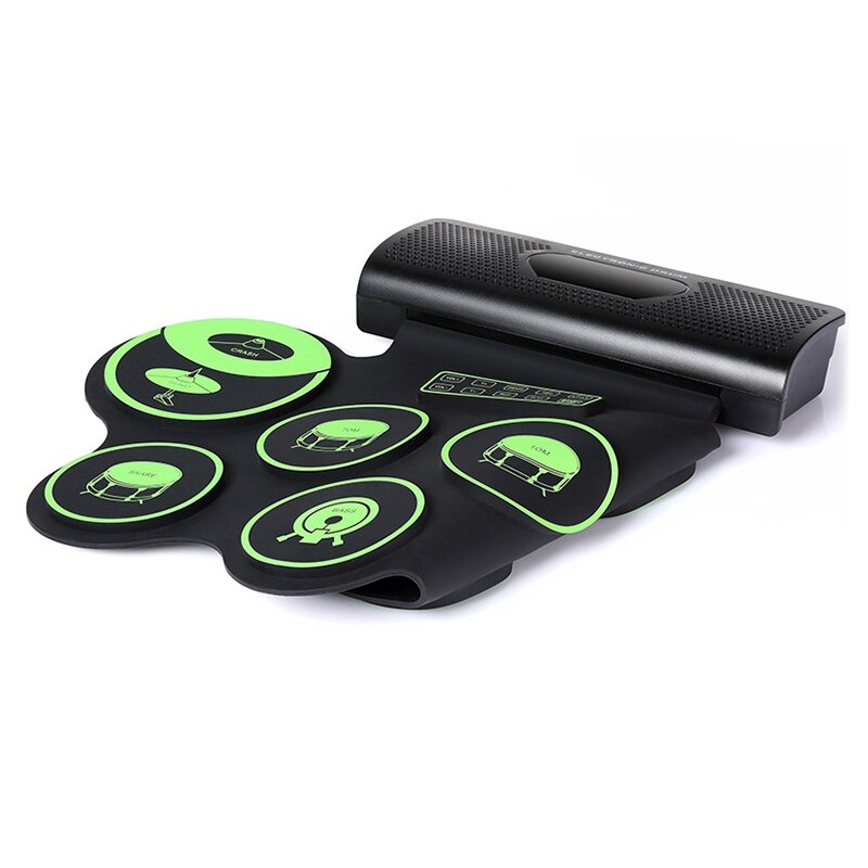 Portable Electronic Drum Set Digital Roll-Up Contact Sensitive Practice Drum Kit 7 Drum Pads for Kids Children Beginners