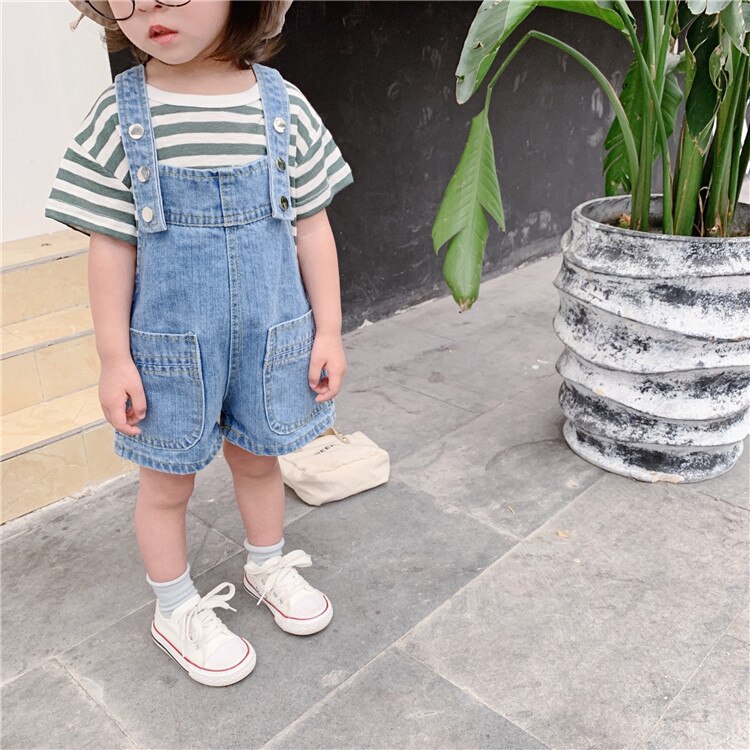 Bambini Tute e Salopette Shorts delle 2019 di Estate Nuovo Bambino Della Ragazza Della Bretella Del Denim Shorts Bambino Del Bambino Della Ragazza Dei Jeans Dei Capretti Dei Pantaloni Casual Shorts Pantaloni