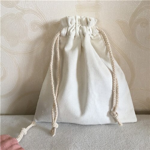 YILE 1pc Drawstring Corduroy Organizer Bag Phone Key Coin Party Bag 4 Colors to Choose N8502-7: White