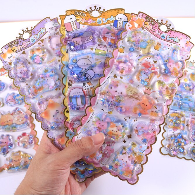 1 Stks/pak Bronzing Kinderen Schudden Dagboek Briefpapier Stickers Decoratieve Mobiele Stickers Scrapbooking Diy Craft Stickers