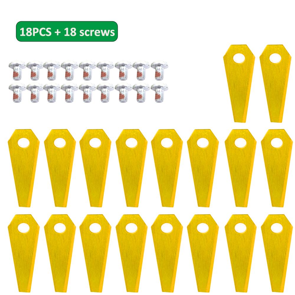 18PCS lawn Robot Blade Lawn Mower Blade Steel 1mm Automower Lawn Mower Blade Sharpener Set for Bosch Indego: Gold