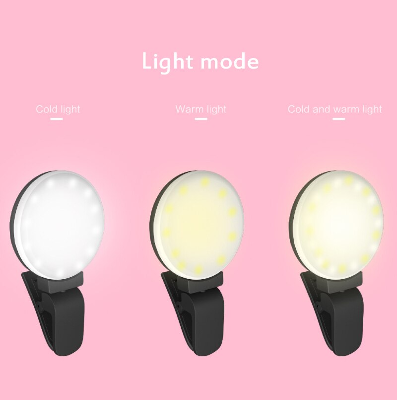 360 ° rotatif Froid 3 Vitesses Gradation lumière de Remplissage De Téléphone Portable 10 Perles de Lampe LAMPE LED POUR SELFIES Photographie Lumière De Clip