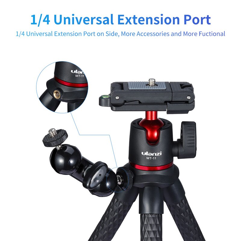 Ulanzi MT-11 elastyczny statyw trójnożny do DSLR Smartphone 2 w 1 statyw przedłużyć 1/4 ''śruba do Magic Arm światło Led do kamery