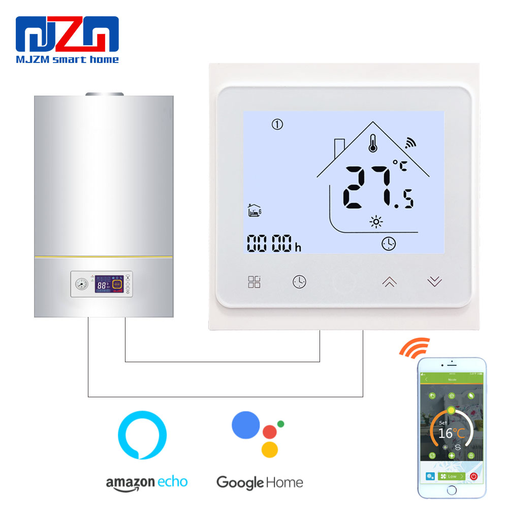 MJZM BGL-002-WiFi Thermostat pour Chaudière À Gaz Régulateur De Température Alexa Google Home Contrôle Thermorégulateur pour Pièce Chaude