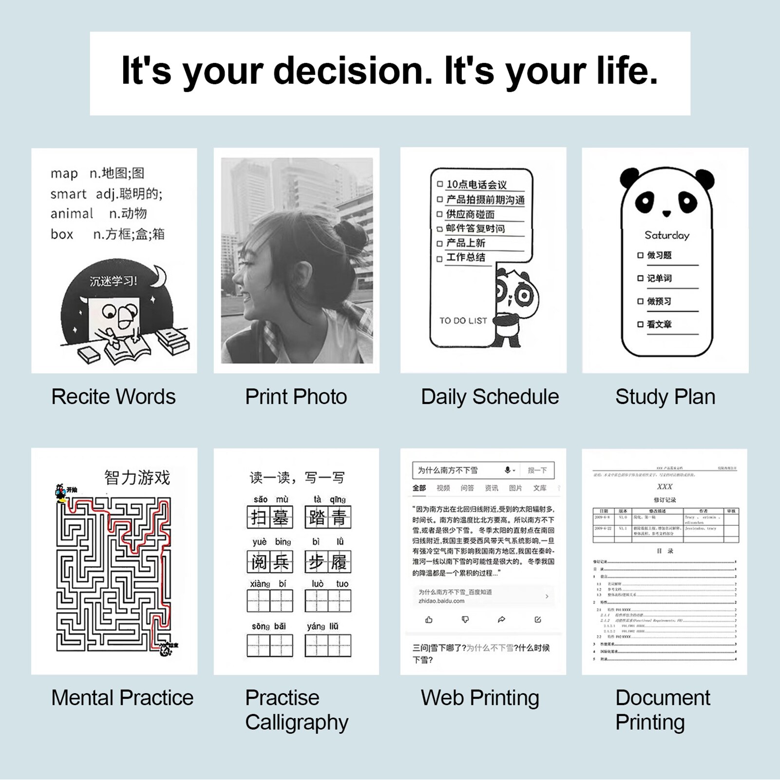 Poooli L1 Pocket Photo Thermal Printer 200dpi 58mm Wireless BT Memo Lists Printer for Printing Labels Photos Making Journals