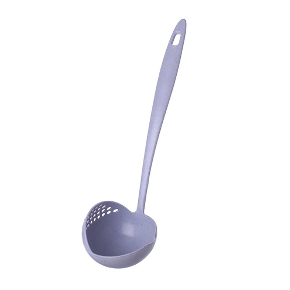 Louche à soupe 2 en 1 avec trou de filtre, louche à Long manche, cuillère en plastique, passoire à Sauce, outils de cuisine: Bleu
