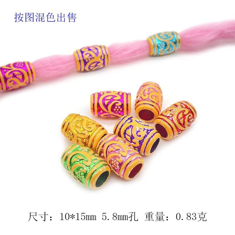 20 Stks/zak 14 Stijl Kleurrijke Big Hole Vintage Geschilderd Plastic Kralen Afrikaanse Haar Ringen Reggae Gevlochten Dreadlock Accessoires: L680-6