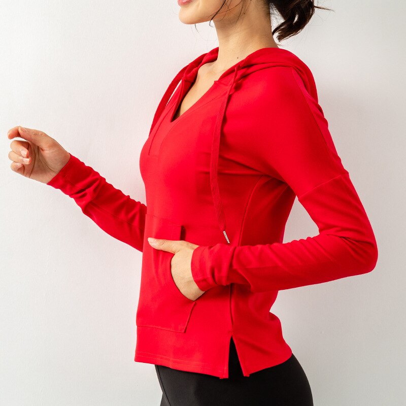 Women's Long Sleeve Workout Top - V-Neck Breathable Fitness Running Crop T-Shirt