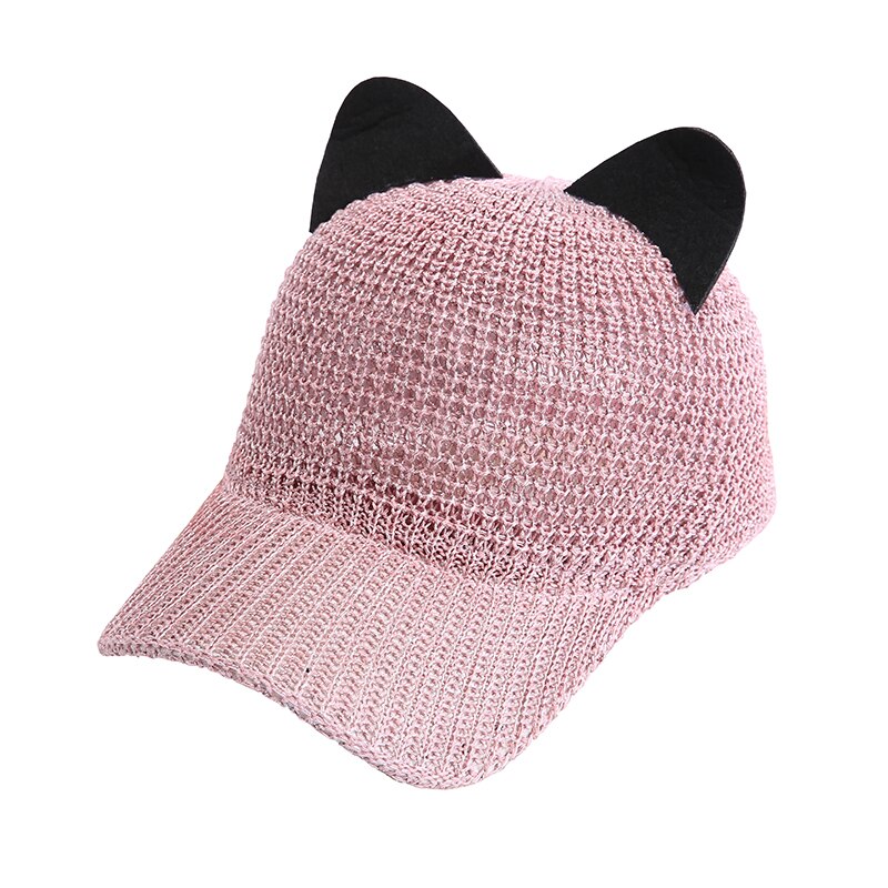 Spring Summer Cat Ears Baseball Caps Ladies Straw Hat Outdoor Cute Sunhat Girls Sports Equestrian Hats