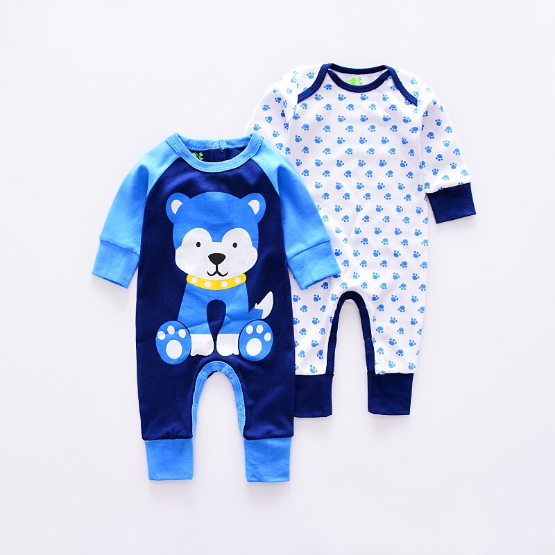 Langærmet baby bukser baby drenge jumpsuit nyfødt tegneserie dyre bukser spædbarn rompers baby piger jumpsuit 2 stk/sæt