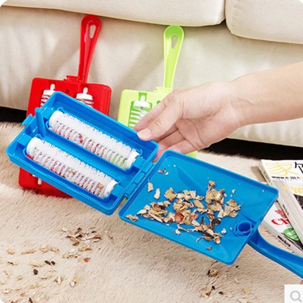 Multifunctionele Borstel Handheld Thuis Tapijt Cleaner Brush Dual Roller Sofa Tapijt Tafel Crumb Dirt Cleaning Tools