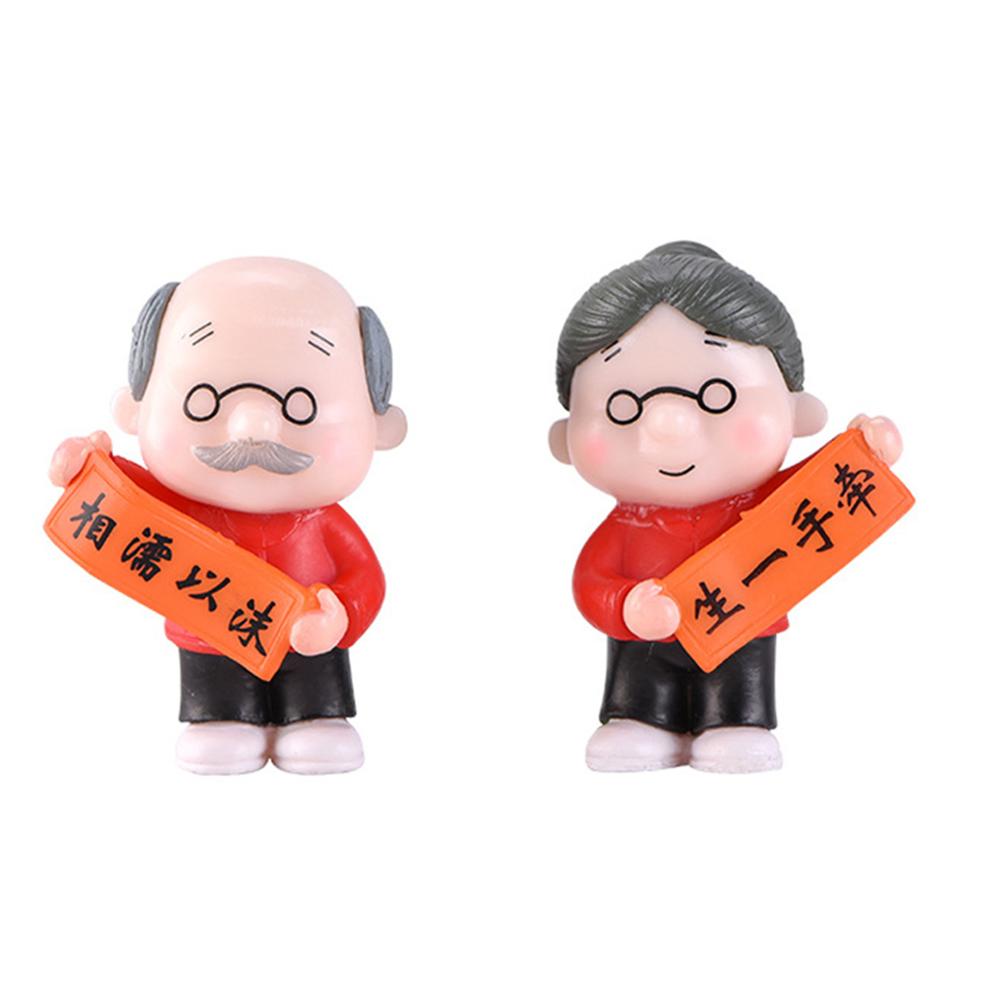 Mini park benk bestefar bestemor modell miniatyr plast hage statuer landskap hage dekor ornament skulpturer