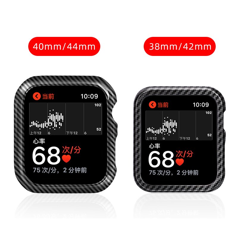 Carbon Fiber Case Voor Apple Horloge 4 5 3 iWatch band 42mm 38mm 44mm 40mm bumper beschermende Ultra Dunne Lijnen shell horlogeband