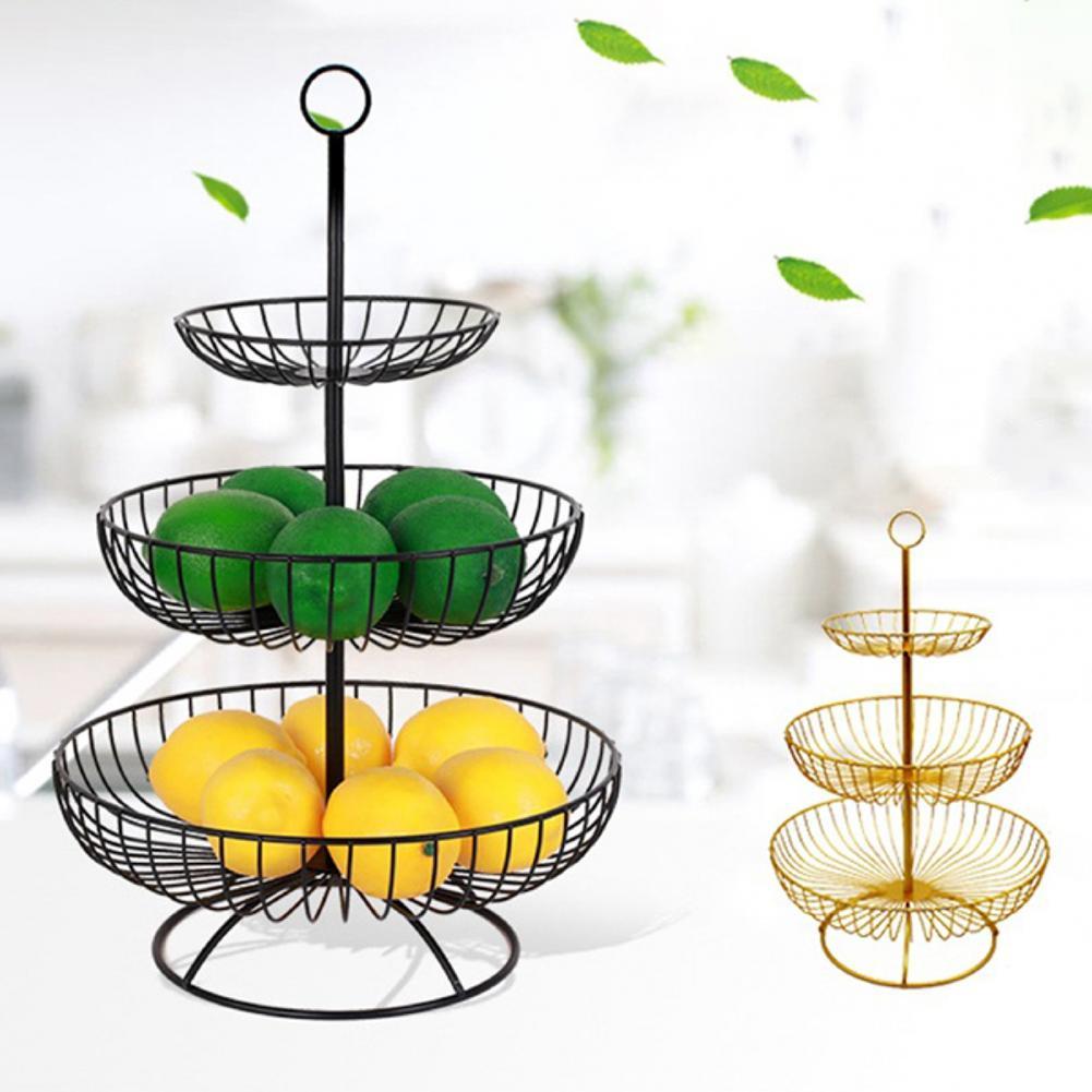 Fruit Basket Elegance Three Tier Fruit Basket Stand Round Storage Tray Fruit Container Bowl Kitchen Organizer