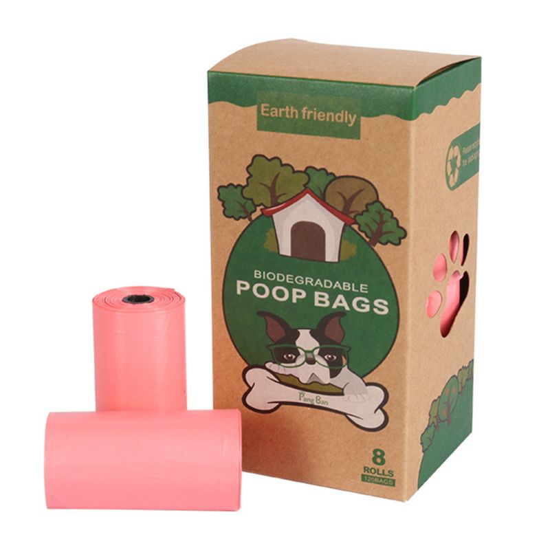 Biodegradable Poop Bags Pet Puppy Dog Waste Bags Leak-Proof Kitchen Trash Bag: Pink2