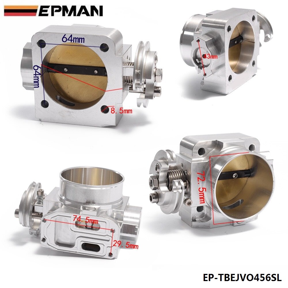 Aluminum Intake Manifold 70mm Throttle Body Performance Billet For Mitsubishi Lancer Evo 4 5 6 4g63 EP-TBEJVO456SL