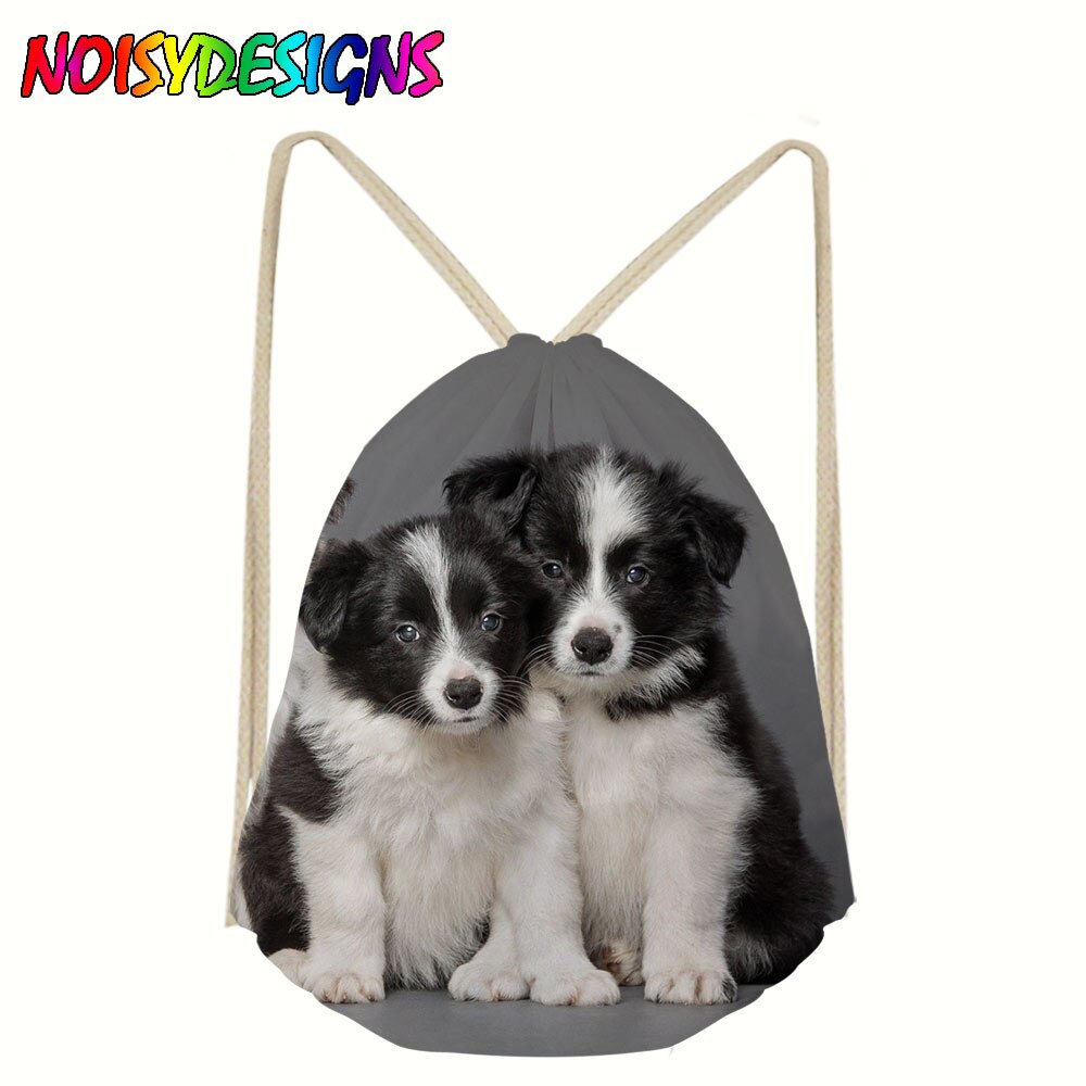 Lin oppbevaring pakke bag border collie hund mønster snøre bag liten mynt veske reise kvinner liten tøy veske veske: Lmyd 3923 z 3